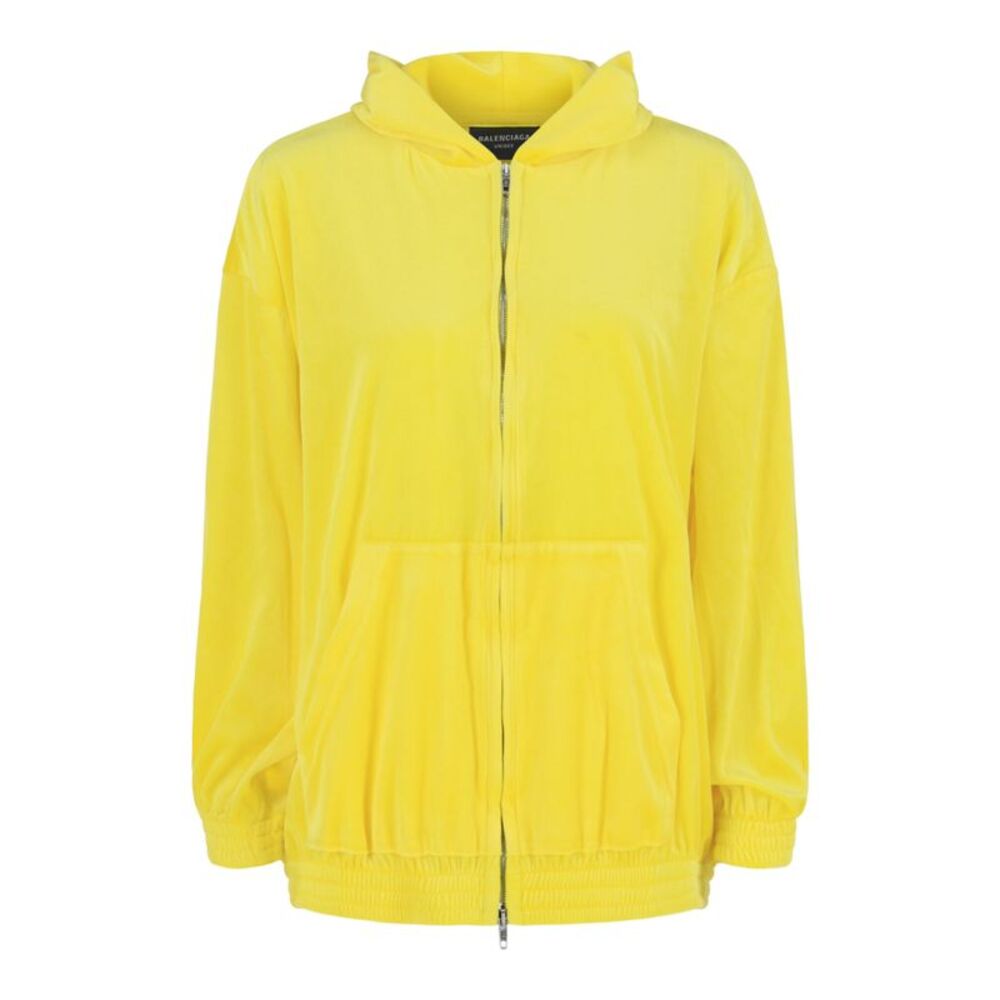 Balenciaga Velvet Zip-Up Hoodie Yellow Womens